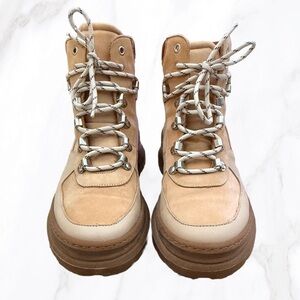 & Other Stories Chunky Platform Brown Suede Hiking Boots, Size 39